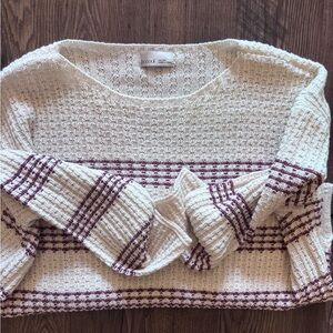Slouchy striped sweater in cream and burgundy